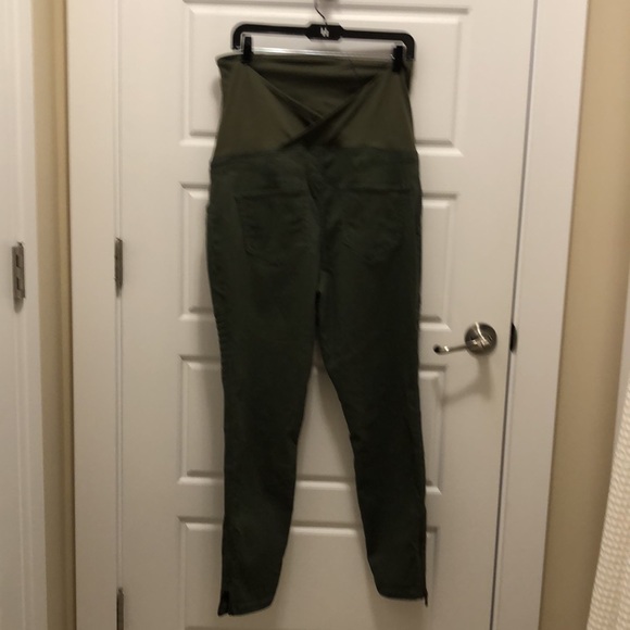 NWT ISABEL MATERNITY Olive Green Jeggings Crossover Panel Tapered Moto Pants - Picture 3 of 6